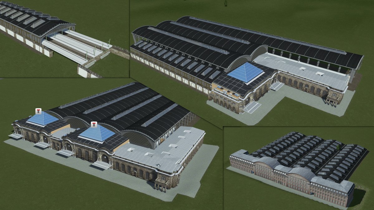 As promised, the modular versions of both the platform hall and station building are now uploaded as well. Use them to create any shape of a station you want. 🥰
#DDNeustadt #CitiesSkylines 

Station building: steamcommunity.com/sharedfiles/fi…
Platform hall: steamcommunity.com/sharedfiles/fi…