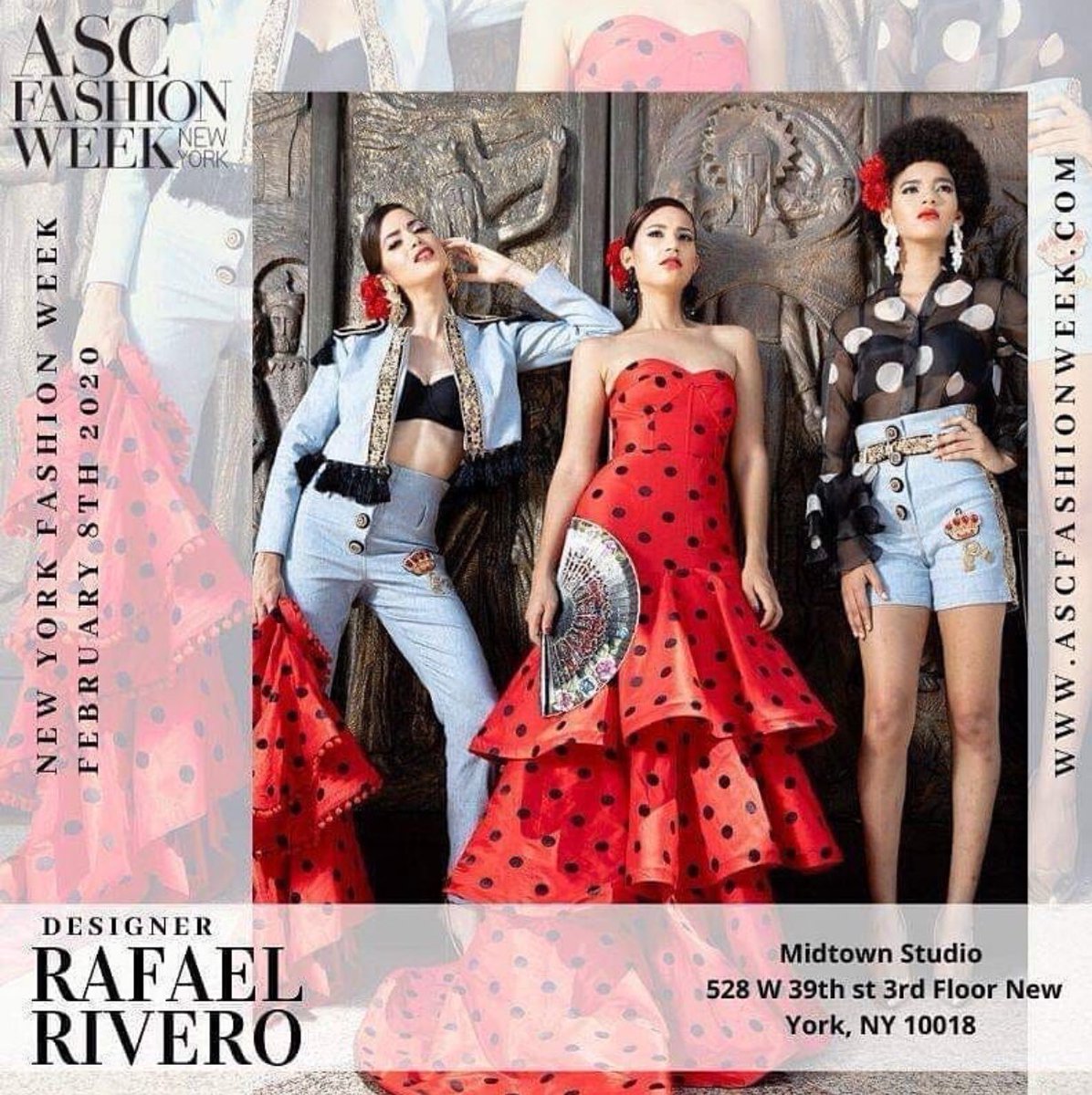 CAREN_K_'s tweet photo. ASC FASHION WEEK-NEW YORK FASHION WEEK
Designer RAFAEL RIVERO

Ticket Link
https://t.co/J8OZ6cxCdf

FEBRUARY 8TH, 2020
Midtown Studio 528 W 39th st 3rd Floor New York, NY 10018

#ascfashionweek #kirankhan #carenk #NYFW #models #fashion #fashiondesigner
#fashiongram #beauty #media https://t.co/jB0UYk2ZUm