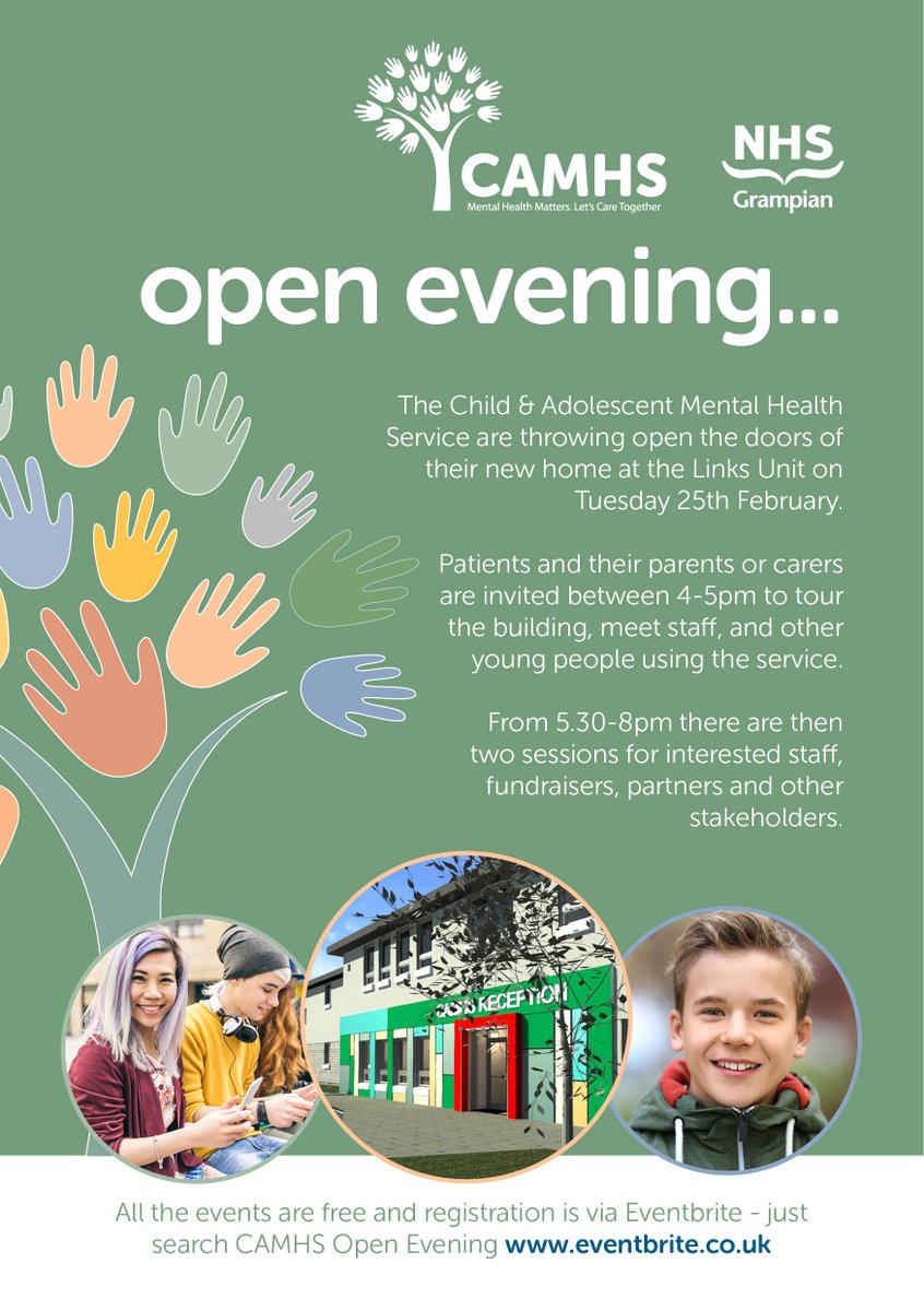 Patients, parents and other interested groups are warmly invited to our Child &amp; Adolescent Mental Health Service open evening on Tuesday 25th February. Details below or you can book via the Eventbrite link: 

eventbrite.co.uk/e/camhs-open-e…

<a href="/camhsnhsg/">NHSG CAMHS</a>