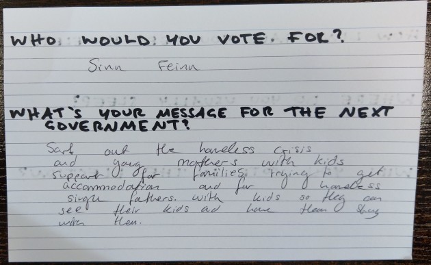 HomelessIreland's tweet photo. Many of the cards were filled in by parents, who asked the new government to put better supports in place to ensure children in Ireland have secure accommodation https://t.co/C1dxNWHZfP