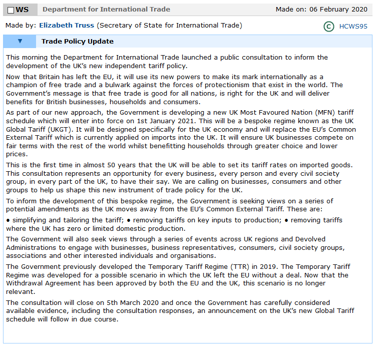 Screenshot of the linked announcement
