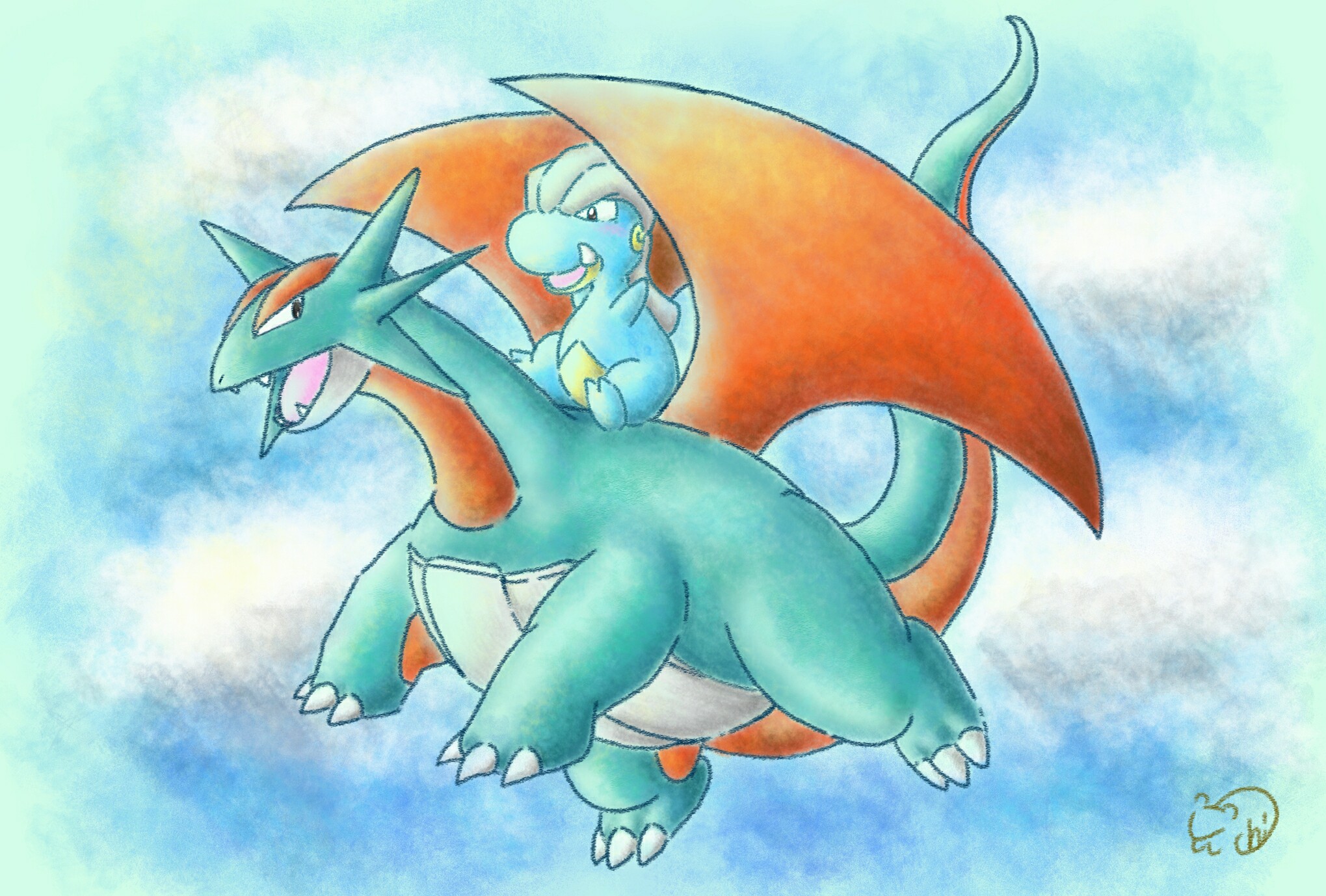 ゾロア ボーマンダ タツベイ ポケモン好きさんと繋がりたい ポケモン絵描きさんと繋がりたい ポケモンイラスト リクエストより タツベイの飛ぶ練習を見ていたボーマンダは ポケモンが好きな人と繋がりたいです リクエストありがとうございます