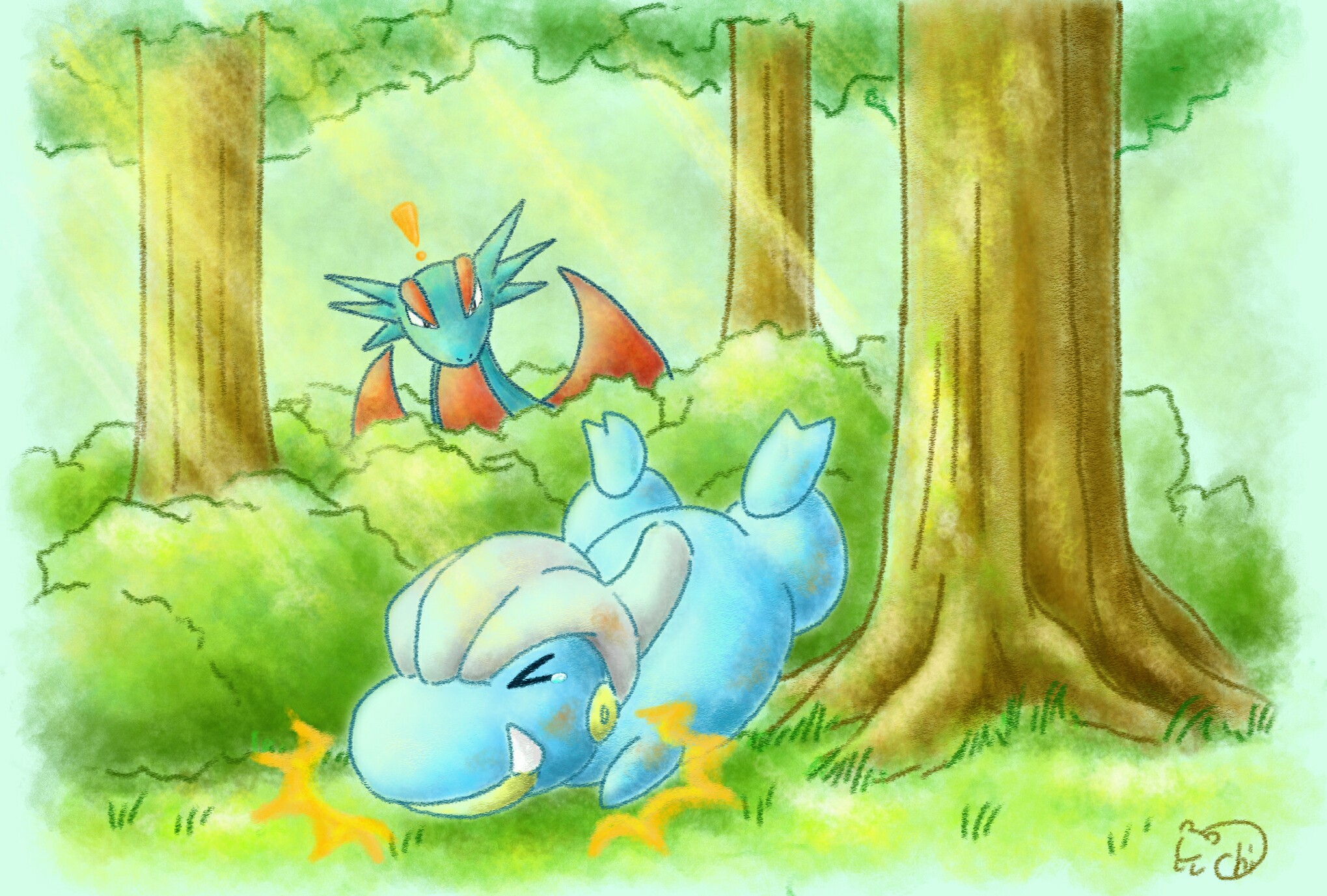 ゾロア ボーマンダ タツベイ ポケモン好きさんと繋がりたい ポケモン絵描きさんと繋がりたい ポケモンイラスト リクエストより タツベイの飛ぶ練習を見ていたボーマンダは ポケモンが好きな人と繋がりたいです リクエストありがとうございます