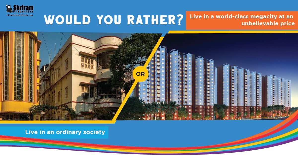 shriramprops's tweet photo. Apni ki sadharon sujog subidha somponno kono abason e thakte chaiben, naki apnar sadhdher onukul othocho unnoto maner sujog subidha somponno sundor abason e thakte pochondo korben.
#WouldYouRather #lifebadaldo #ShriramProperties #7RKS #Kolkata #AffordableHomes #WorldClassHome https://t.co/UFzauXFAI9