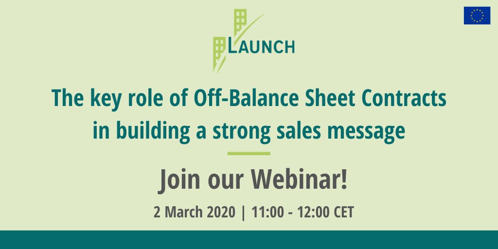 SEFA_Europe's tweet photo. The standardised, investor-grade EPC that the #LAUNCH2020 partners are developing in collaboration with piloting companies, will be an #offbalancesheet contract.
What does it mean? Why is this important?
We will explain it in our next webinar!👇
https://t.co/428RrmQbzH https://t.co/Xo4vy9k6I7