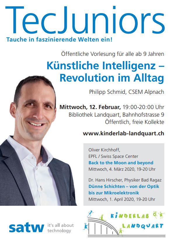 Spannende Vorlesung für Neugierige ab 9 Jahren(!) am nächsten Mittwoch im Kinderlab #Landquart: «Künstliche Intelligenz – Revolution im Alltag» mit Philipp Schmid vom <a href="/CSEMInfo/">CSEM</a> Alpnach
s.gr-digital.ch/2H1hLLb #TecJuniors #KI #MINT