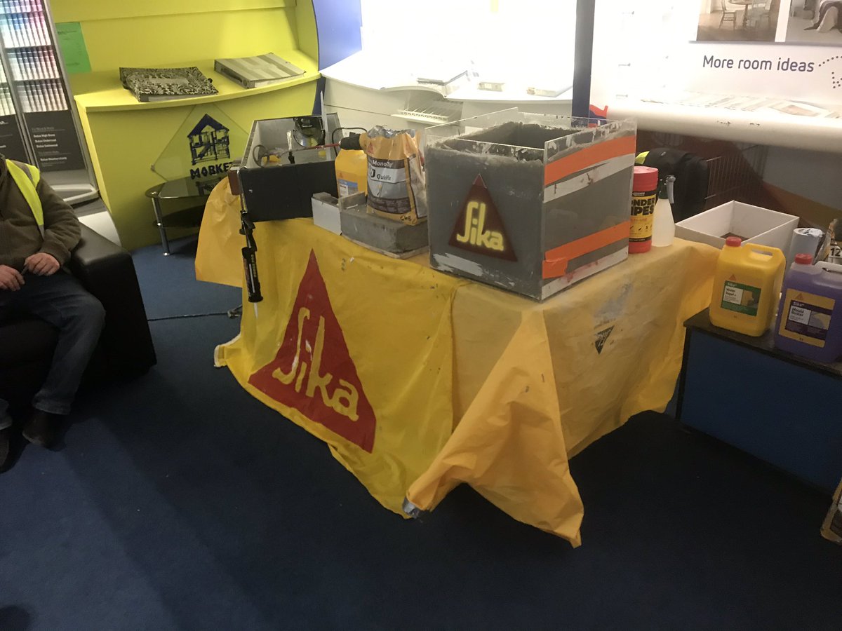 DeclanHogan14's tweet photo. Staff training day at Market Hardware in Ennis, with live demonstration’s showcasing some of our fantastic range including Sika 4-a, Sika MonoTop 110/112 and Sikalastic 1K. https://t.co/VaGMcuEPLu