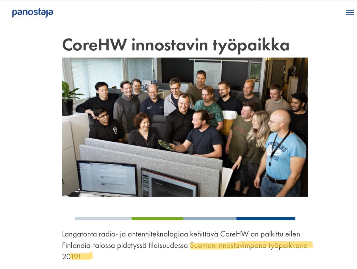 zijoittaja's tweet image. CoreHW sai tänään tunnustusta. Suomen innostavin työpaikka. 🏆🏆🏆 #PanostajaAGM20