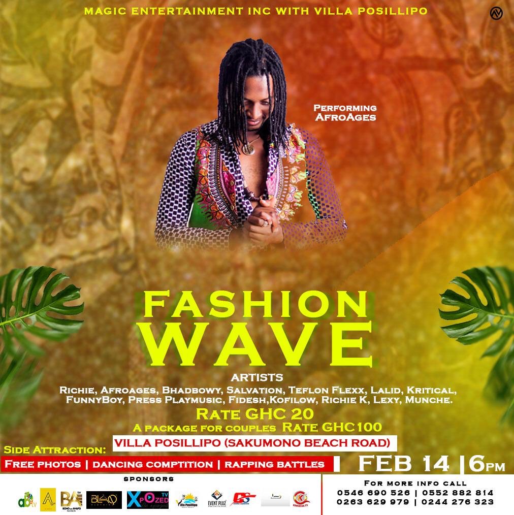 franksuglo's tweet image. #FashionWave  this Valentine

Fashion meets Music 
Venue: Villa Posillipo(Sakumono beach Road)
Time: 6pm

#AfroAgesLive #MagicEntertainment #FashionWave #TagNation