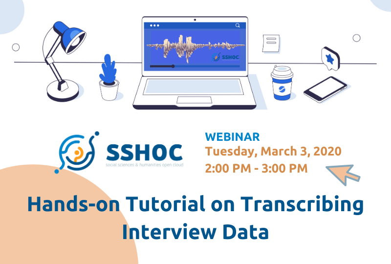 SSHOpenCloud's tweet photo. Join the first @SSHOpenCloud Webinar on 03 March 2020 - 14:00
"Hands-on Tutorial on Transcribing Interview Data".
#Phonetics and #Speech🗣 #Processing🖥 #researchInstrument #transcription✍
Register here to join👇👇👇 https://t.co/QlHdTcYxlG