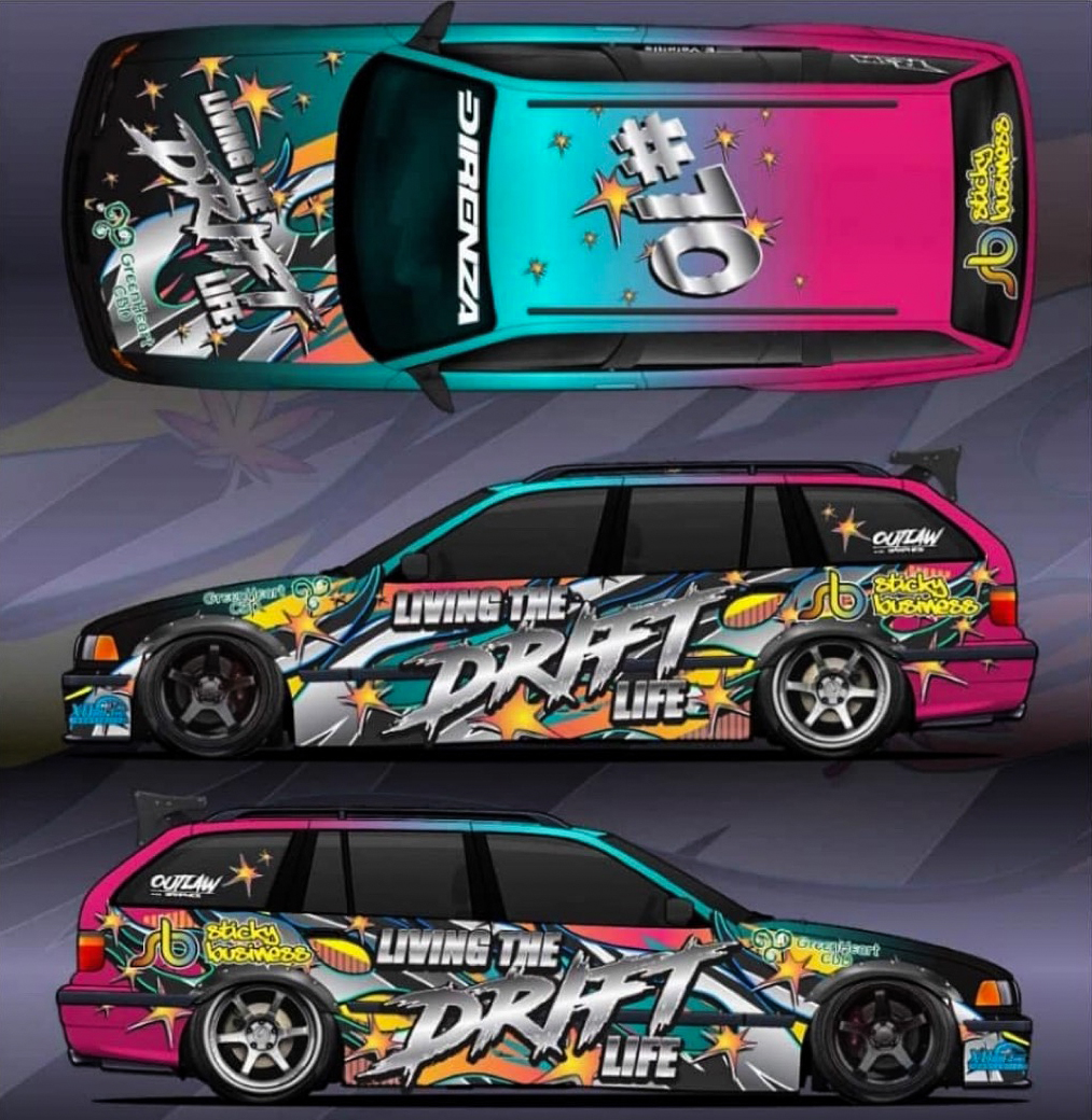 DirenzaUK's tweet photo. Check out this livery on Chuck "Chucky" G 's E36 Touring! 🔥😍 #direnza #bmw #bmwe36 #e36touring #driftcar #drifting #drift #touring #bimmerpost #engineswap #irishdriftseries #barra #estate #wagon #driftwagon #engineering #workshop #design #livery #racecar https://t.co/X2LkcNZeRH