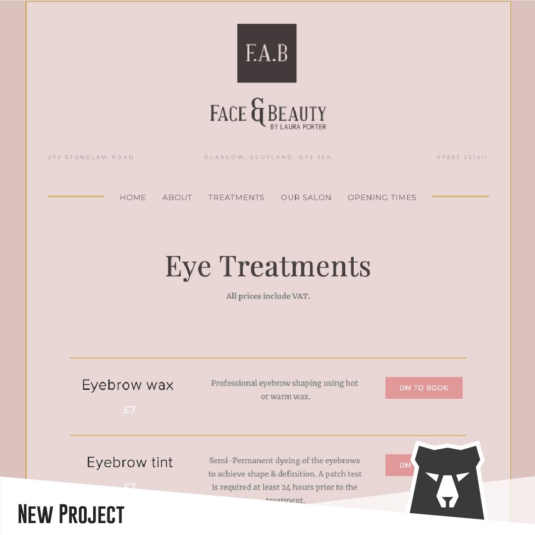 We're excited to launch fabsalons.co.uk with our client Fab Salons 🎉 Amazing project to work on and we're delighted with the results — thank you to Laura and her team for helping us create something awesome! 🐻 

#websitelaunch #brandingstudio #makeup #beauty