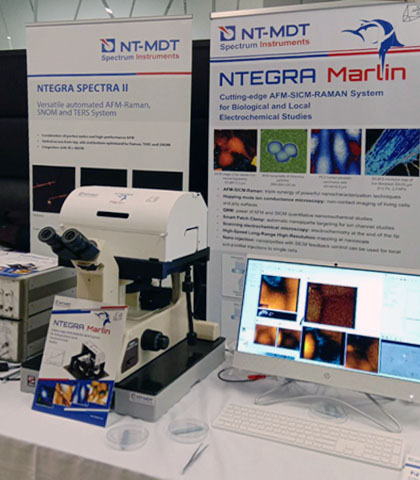 VladimirKotoff's tweet photo. New joint product of #NTMDT SI and ICAPPIC - #NTEGRA Marlin, the first #AFM- #RAMAN- #SICM product was shown at the booth. Live out-of-lab measurements of lining cells by means of SICM technique gained a great interest among the workshop participants. #LinzWinterWorkshop https://t.co/jKzd3LL5ur