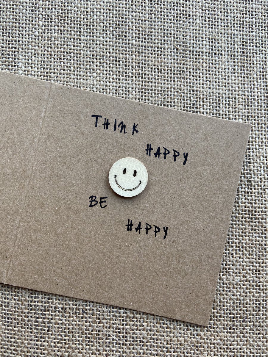 Wise words for a sunny (but chilly) Thursday! 😀
“Think happy, be happy”
All made with eco-friendly craft supplies. 
Approx. 10cm. 
Matching envelope.
Inside is blank for your own message. £1.75 (+ postage).
#ecofriendlycards #handmadecards #environmentallyfriendly #thinkhappy