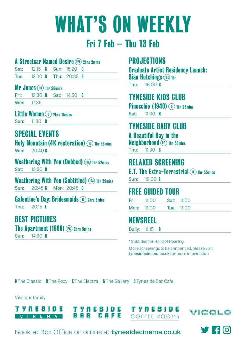 Take a look at the amazing films opening this week! #WeekofLove starts on Thursday too 💘
⭐️ Parasite
⭐️ Richard Jewell
⭐️ Mr Jones
⭐️ Weathering With You
💕 Galentine's Day: Bridesmaids
Book now for all these and more ➡️ buff.ly/2uwcbgQ