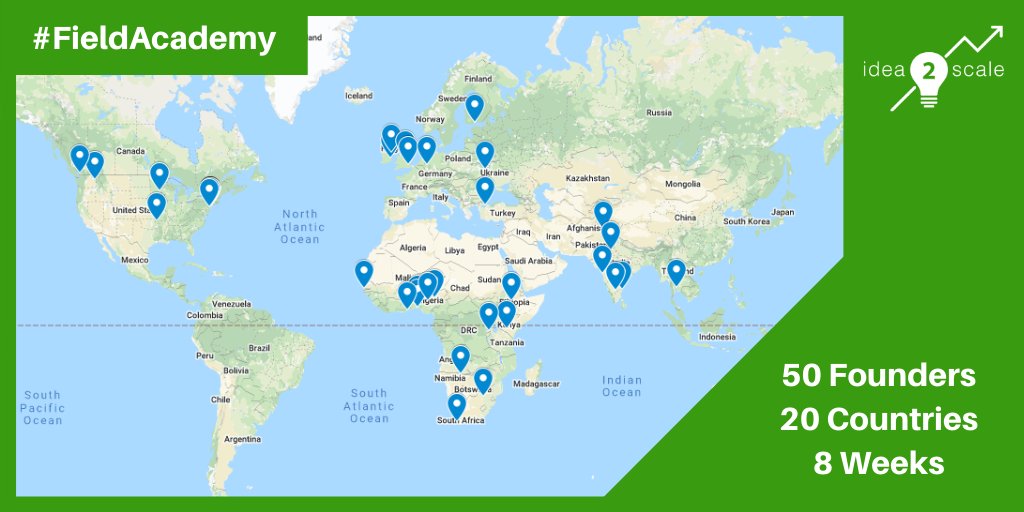 This week, we launched our latest virtual #accelerator called 'Field Academy.' It's designed for #FoodTech &amp; #AgTech #startups disrupting the farm to fork value chain. We've selected 50 founders from 20 countries around the world. See the geographic spread here! #FieldAcademy