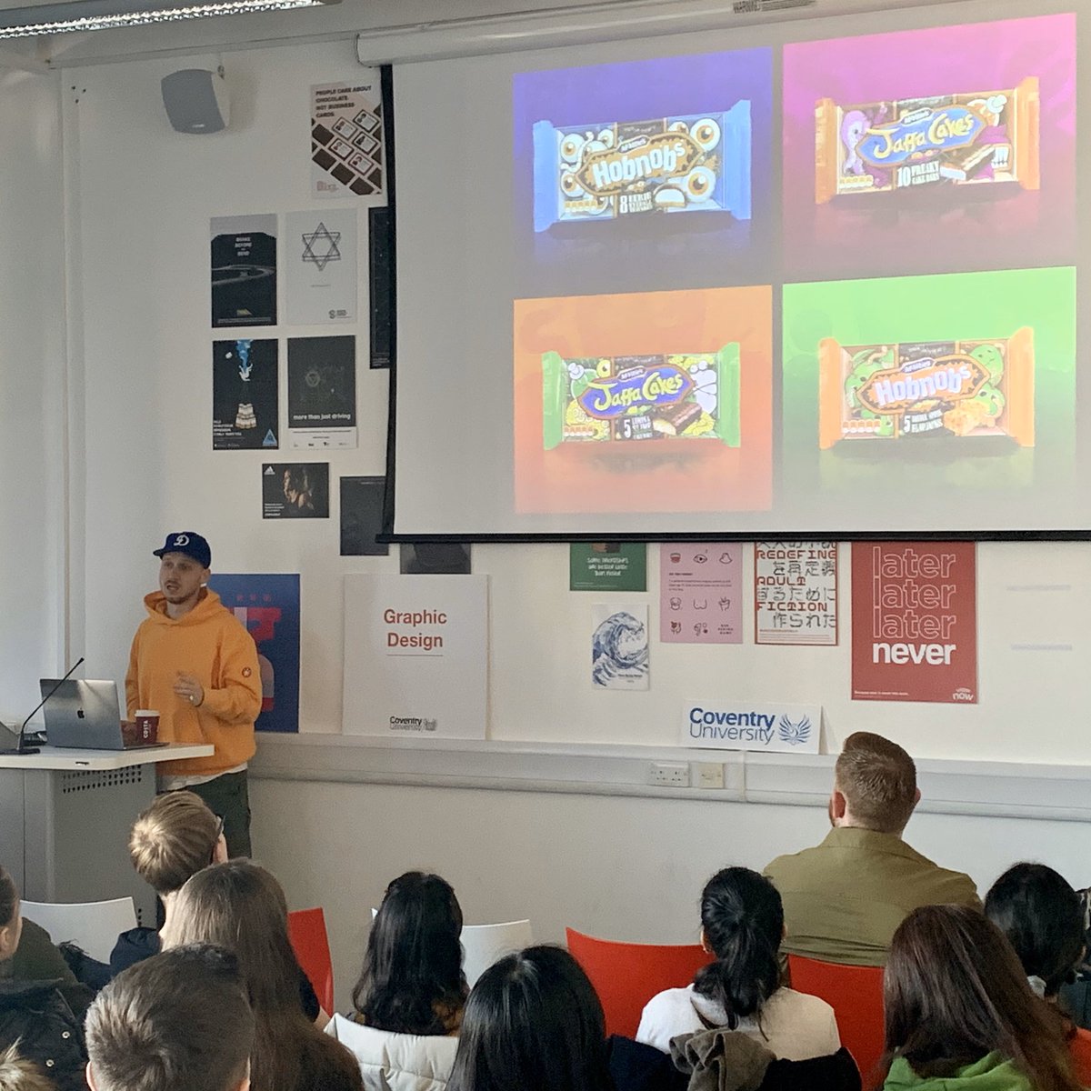 CoventryGD's tweet photo. “Be up for anything.” You never know where it might lead. Rob’s advice for students looking to build a portfolio and break into the world of professional graphic design. #FutureProof2020 https://t.co/rUs1qO5pkA