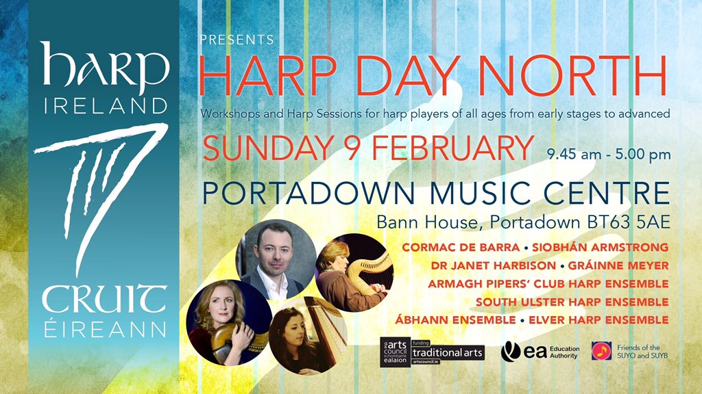 A fantasic Harping event this weekend. Harp Ireland presents #Harp #Day #North featuring Cormac de Barra Siobhan Armstrong,Janet Harbison, Gráinne Meyer ,Armagh Pipers Club harp ensemble,#SouthUlsterHarpEnsemble, #AbhannEnsemble,Elver Harp Ensemble &amp; more Well worth checking out.