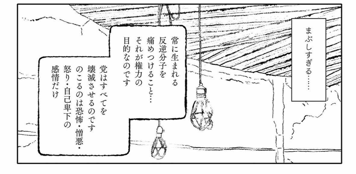 「権力の目的はただ反逆分子を痛めつけること」というのを実際目にしているところなんだな。消費税増税をはじめ政府のやっていることを見ているとそうとしか思えない。 