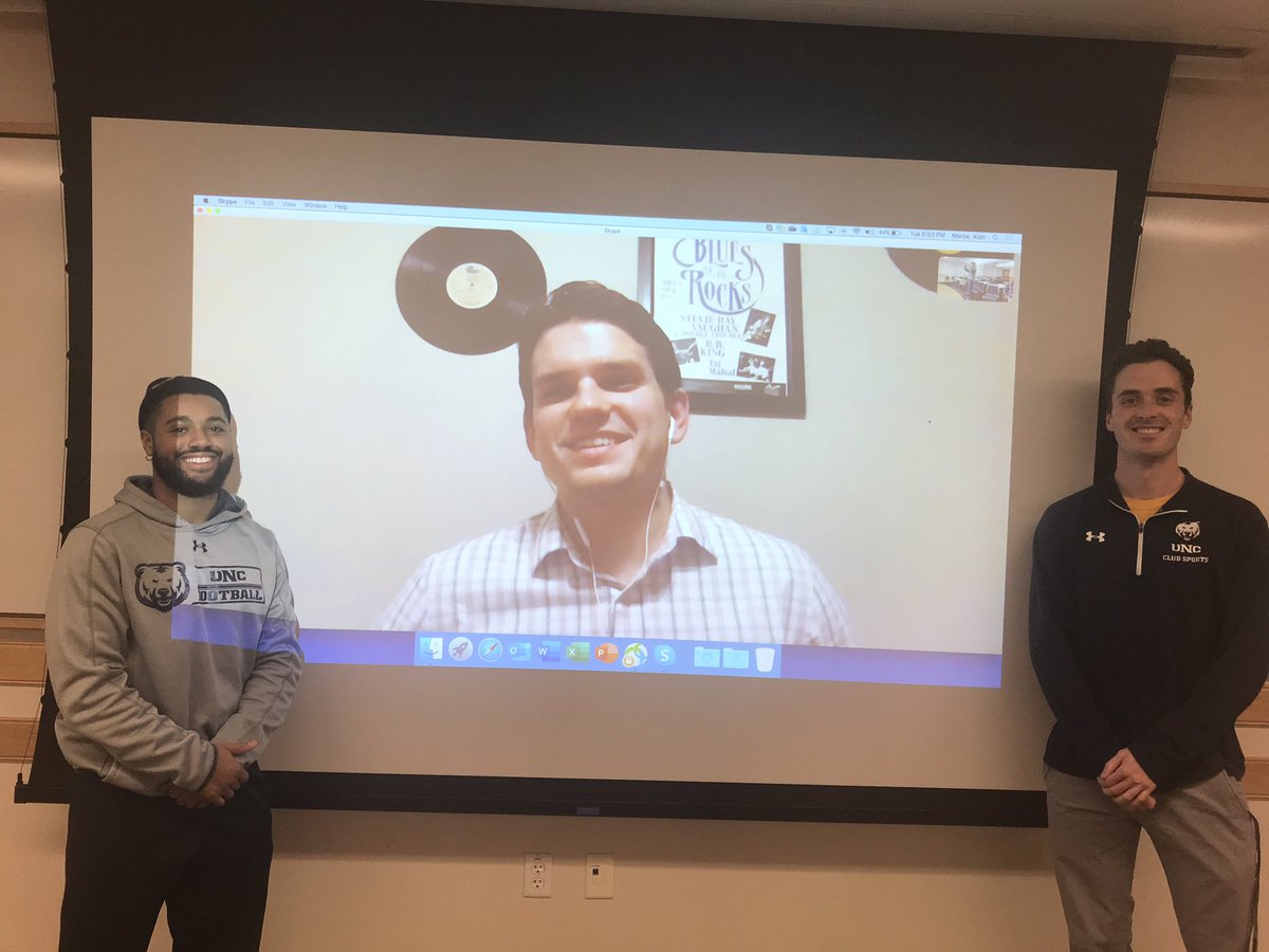 alan_morse's tweet image. Thank you to @UNCoExC sport admin alum @tylercboone of @SFA_Athletics for taking time to have a long fundraising discussion with a couple of our students.