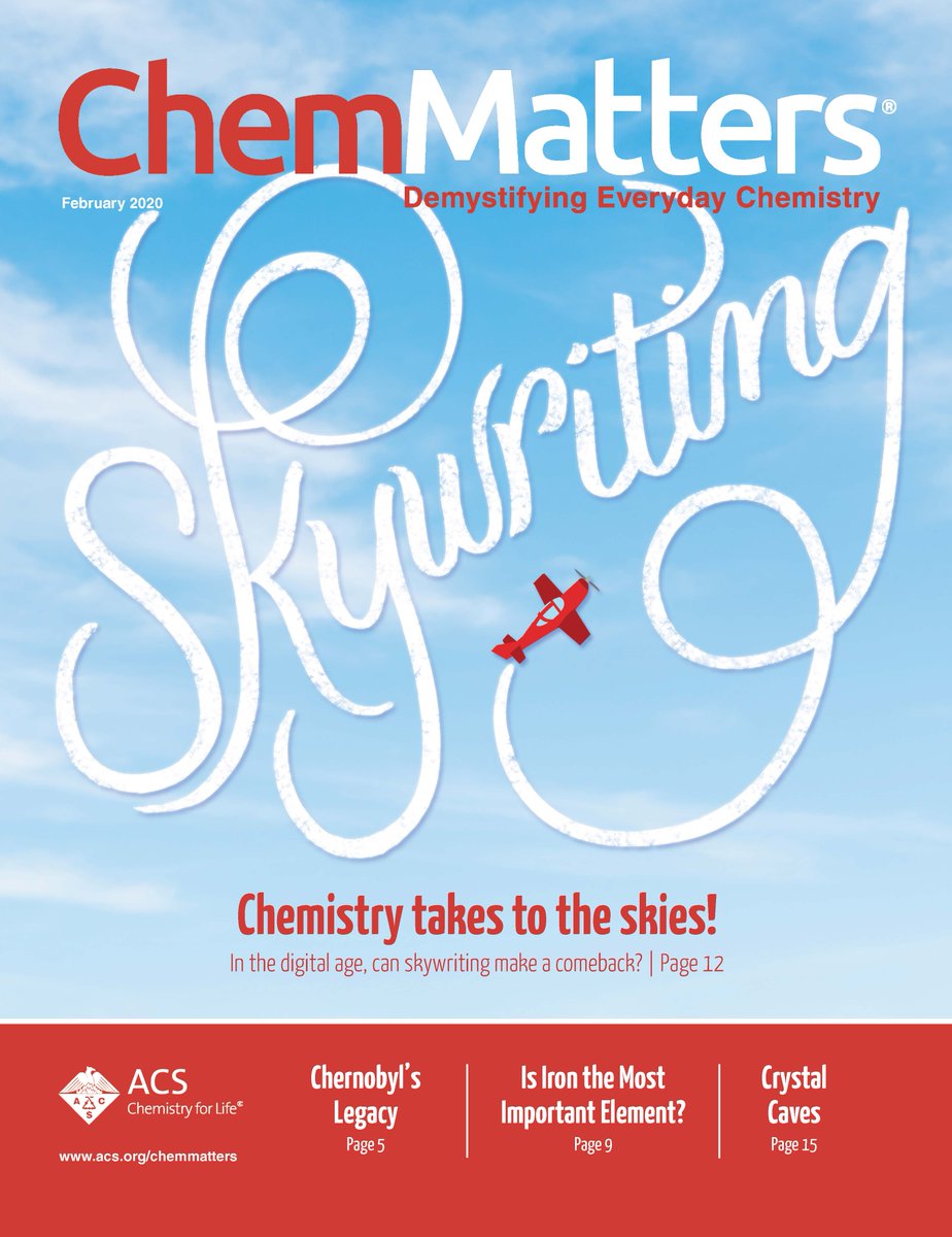 The February issue of ChemMatters is now live! Check out our cover story, Chemistry Takes to the Skies, for a look at how the puffy white letters of skywriting differ from the contrail streaks you see trailing from airplanes. ow.ly/NQKj50yfw1u