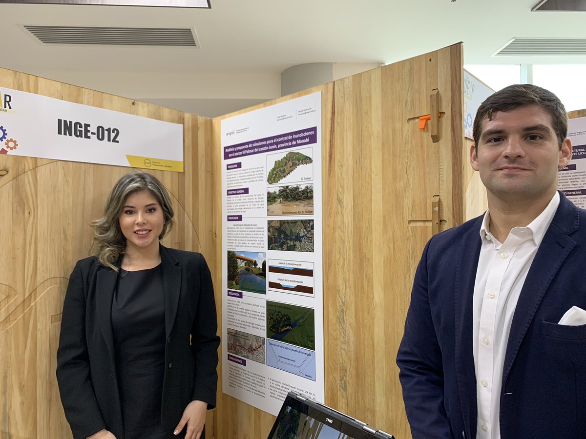 espol's tweet photo. Letty Santana y Héctor Uscocovich de @FictESPOL presentan una solución para el control de inundaciones, la creación de un parque frutal y huertos orgánicos en Junín, Manabí. #FeriaIdearESPOL https://t.co/kIj28kR8R9