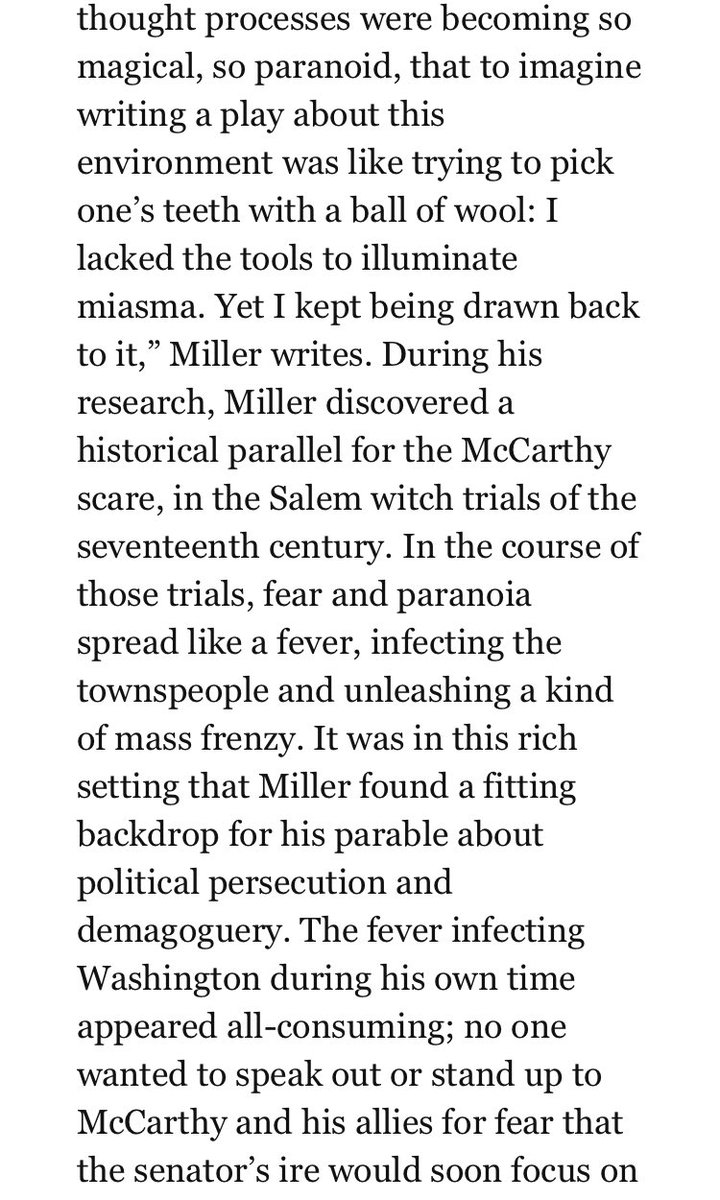 cameronghood's tweet photo. Icymi, be sure to read this week’s @NewYorker Classics newsletter, featuring Arthur Miller on why he wrote “The Crucible”: https://t.co/zIB8LJVZbB https://t.co/4fmYy2J7wZ