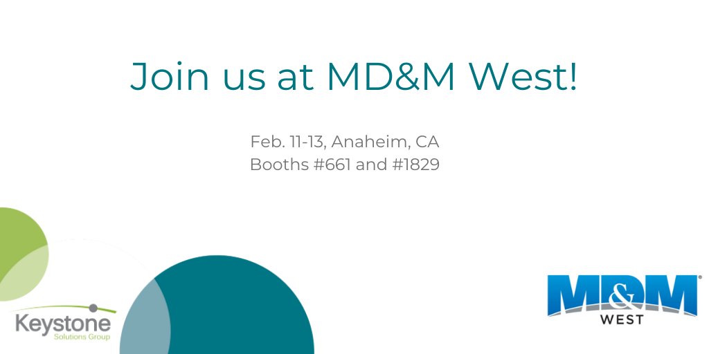 KeystoneSG's tweet photo. MD&amp;M West is less than a week away! 

Come visit us in booths #661 and #1829 to talk #medicaldevices, #contractmanufacturing, and all things #medtech! 

https://t.co/3riawTYP6A

#AdvMfgExpo https://t.co/gsQbwpQIcD