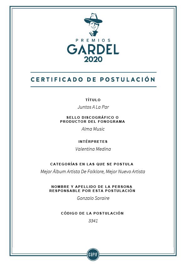 almamusicar's tweet photo. Postulaciones de los artistas del Sello #AlmaMusic a los Premios Carlos Gardel 2020
#Suerte 🍀 https://t.co/wpVP0iopMq