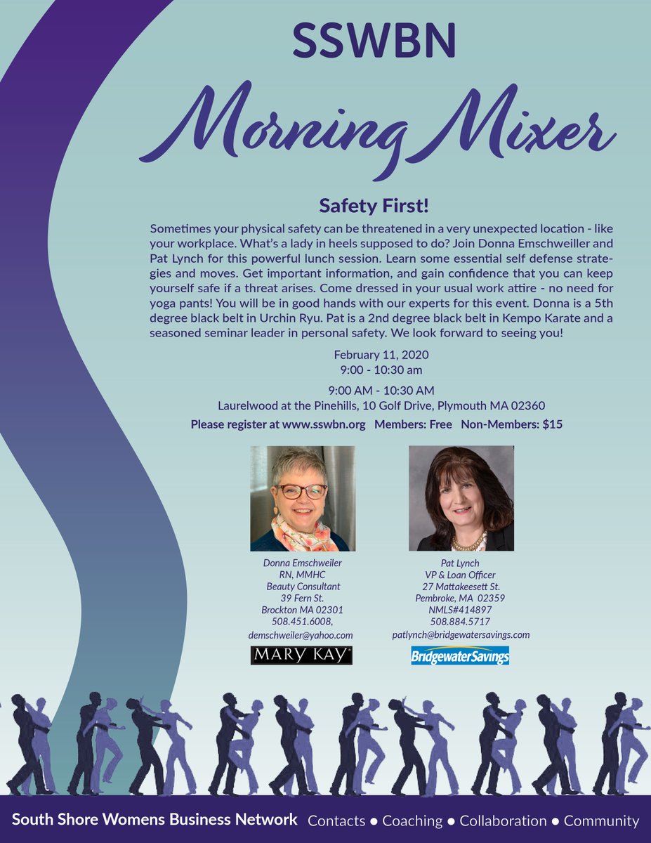 TheSSWBN's tweet photo. Still some space left for the upcoming Morning Mixer:Safety First! February 11 2020 09:00 AM - Laurelwood at the Pinehills, 10 Golf Drive, Plymouth MA 02360  https://t.co/3USrBG3VsB https://t.co/bfEWpvx0kq