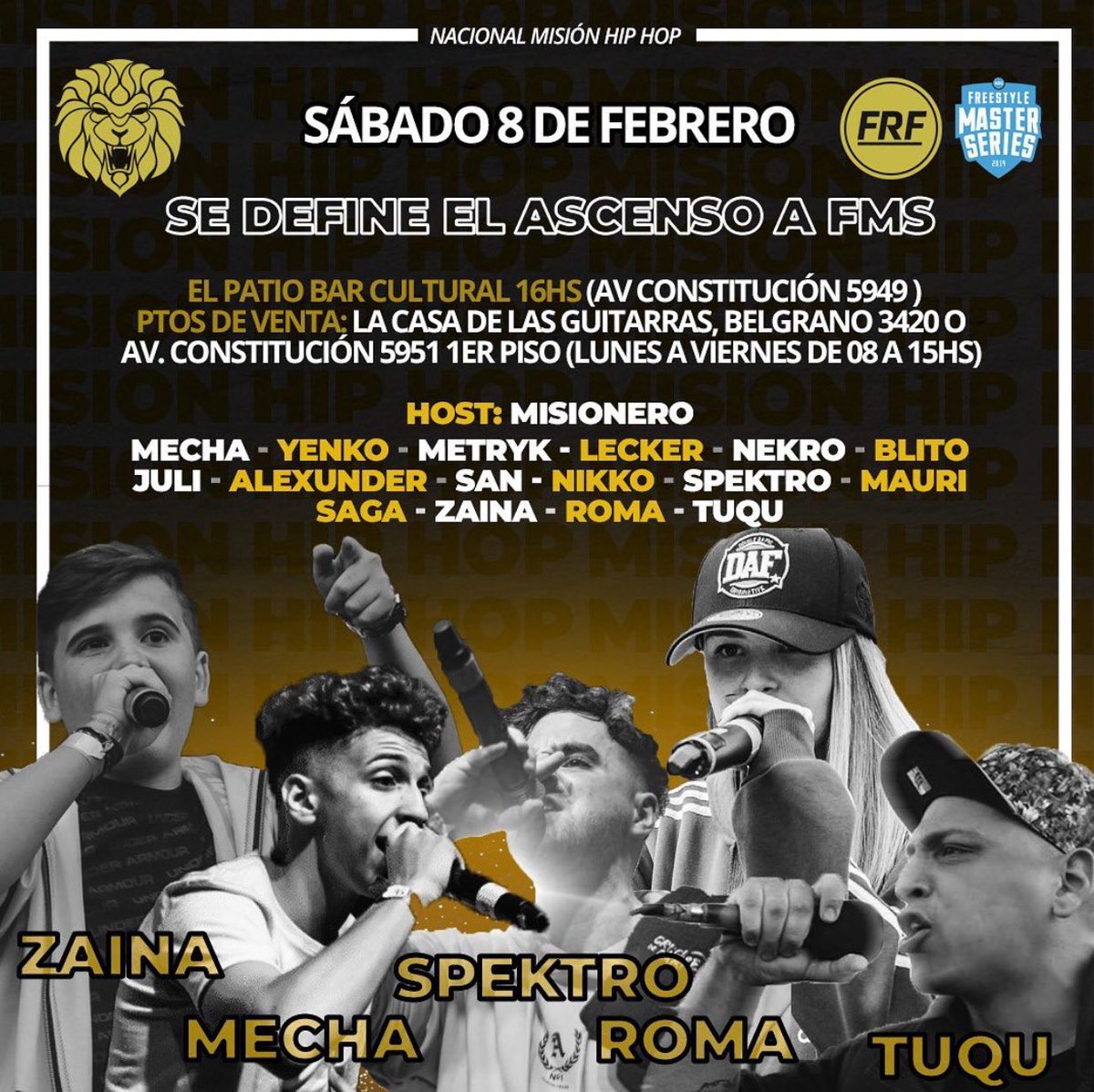 zainistas's tweet photo. 🗣 ¡Todo listo MHH!

El evento tendrá lugar en la ciudad de Mar del Plata, en El Patio Bar Cultural, a partir de las 16 hs.

Solo hay 200 entradas, y NO va a haber Streaming!

PREMIO: 15.000 ptos. son los que se  le brindará al ganador para sumar en la tabla de ascenso a #FMS. https://t.co/65JaWFBoWn