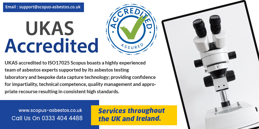 scopus_asbestos's tweet photo. UKAS accredited to ISO17025 Scopus boasts a highly experienced team of asbestos experts supported by its asbestos testing laboratory and bespoke data capture technology

#scopus #asbestos #consultancy #environment
#uk #ireland #london #york #aberdeen #Birmingham 
#bulksampling https://t.co/4VEZOTI6au