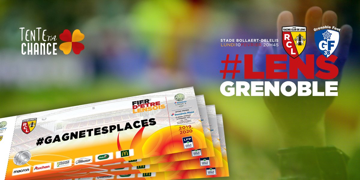 RCLens's tweet photo. 🍀 RT + FOLLOW pour gagner 2 places pour Lens - @GF38_Officiel à #BollaertDelelis ! 5 gagnants dévoilés demain ! #GagneTesPlaces #LensoisPourToujours #RCLGF38 #rclens https://t.co/wlzfuhCNzH