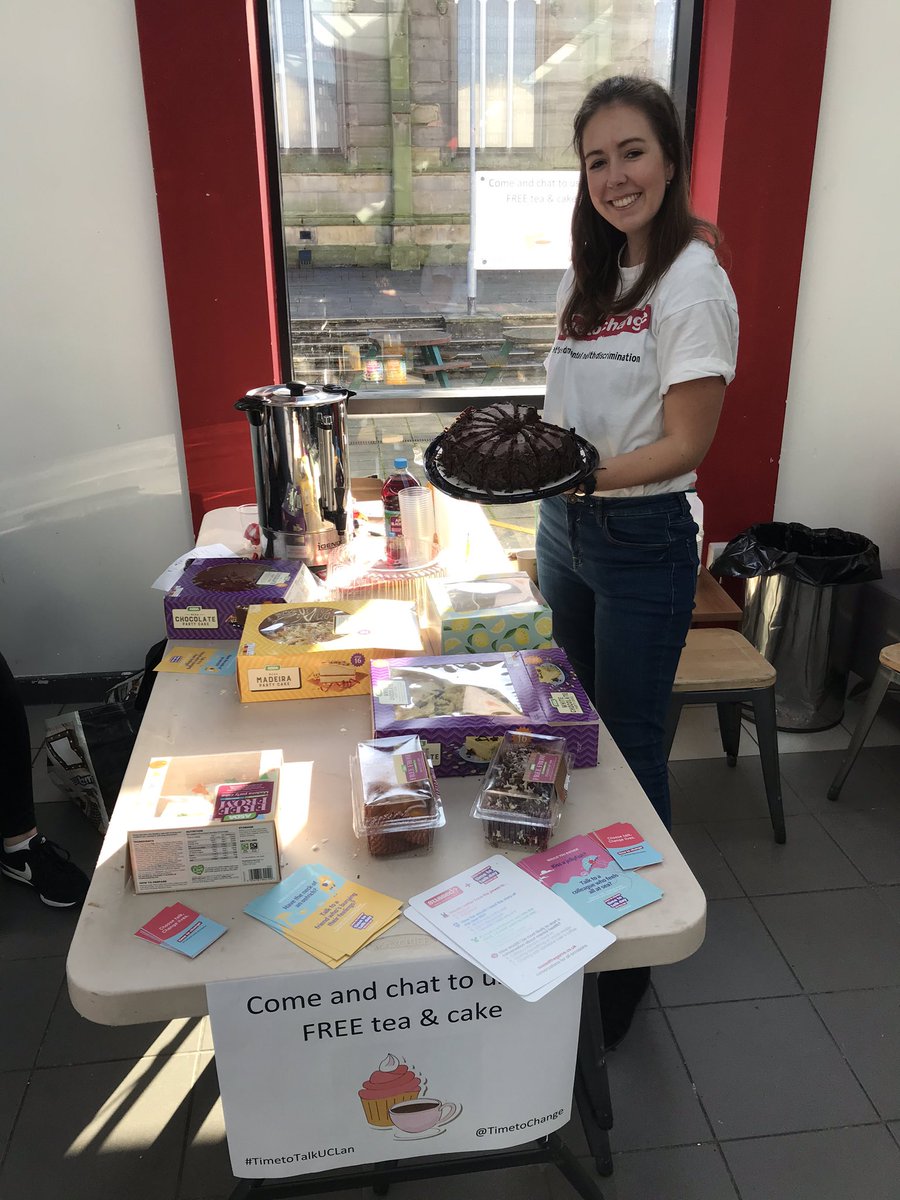 Jozanda's tweet photo. Time to Talk day is in full swing in the @UCLanSU Atrium - come along to chat to our @TimetoChange Champions until 4pm and win prizes or get free cake 🍰 #TimetoTalkUCLan #timetotalk #TimeToTalkDay https://t.co/qHk3JCucay