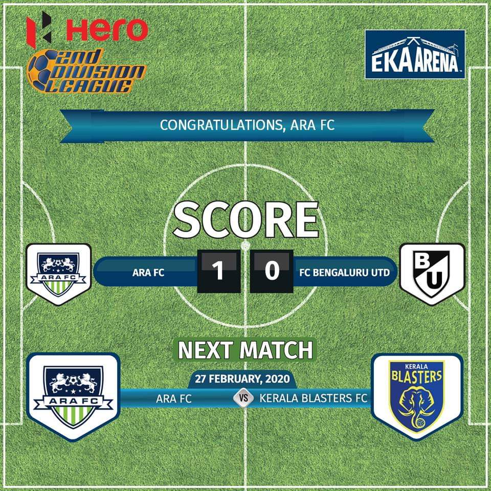 SETransStadia's tweet photo. What a match!!!

ARA FC did it again!
Congratulations for an amazing win!

Tonight’s match was nail-biting and kept us all on the edge of our seats.

Next match is on 27th Feb, don’t miss it!

#ARAFC #HeroILeague #IndianFootball #Football #Hero2ndDivision #Ahmedabad #AIFF https://t.co/4fdtLQ02Gv