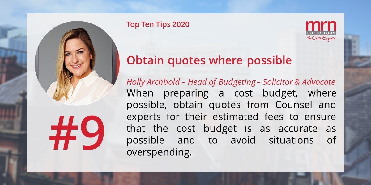 Here’s our ninth tip in our Top Ten Costs Tips for 2020, thanks to our Holly Archbold for her submission!