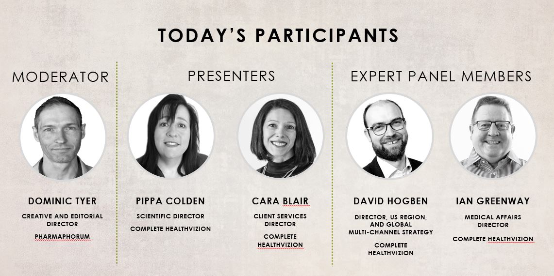 pharmaphorum's tweet photo. The panel for @pharmaphorum webinar in association with @Complete_hv. Join us on the hour to find how applying behavioural interventions can improve outcomes in chronic diseases. https://t.co/5Bh9EWwDyJ #ppwebinar https://t.co/9MSAi9Y7Zg