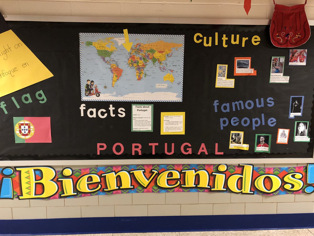 This month we spotlight Portugal in our front hallway. Stop by and learn about the culture of the country. #duallanguage #socioculturalcompetence #pillarthree