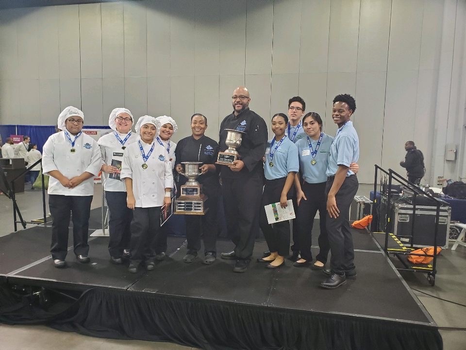 GCPSCTE's tweet photo. #CTEMonth is off to a great start for our students and teachers! Congrats to Chef Richardson, Chef Tucker and your students for winning the ProStart State Championship in Culinary Management and overall Culinary Team! #StateChamps #CTE @GwinnettSchools @MeadowcreekHigh https://t.co/9MsC3kaB0R