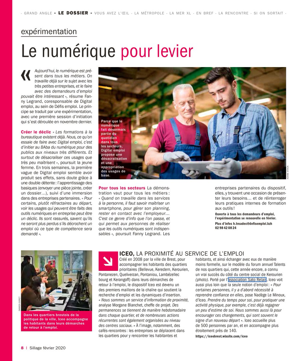 DEFIS_Emploi's tweet photo. "Faire se rencontrer les besoins" c'est la ligne directrice de toutes nos actions en faveur de l'#emploi et de l'#inclusion dans le #PaysdeBrest Merci #Sillage de mettre en lumière notre travail quotidien #ClauseInsertion #DigitalEmploi @AVE @isabelmontanari @BrestFr https://t.co/kTr5G48z6D