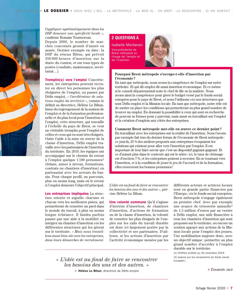 DEFIS_Emploi's tweet photo. "Faire se rencontrer les besoins" c'est la ligne directrice de toutes nos actions en faveur de l'#emploi et de l'#inclusion dans le #PaysdeBrest Merci #Sillage de mettre en lumière notre travail quotidien #ClauseInsertion #DigitalEmploi @AVE @isabelmontanari @BrestFr https://t.co/kTr5G48z6D
