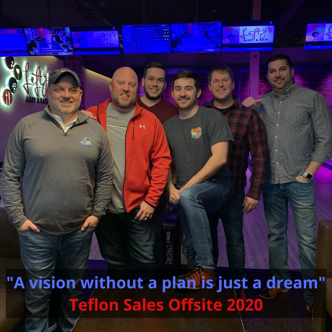 An offsite sales strategy meeting is always a great way to get the entire sales team fired up for a strong year.  Valuable time spent with a great team.  Big things coming this year.  

#teflonsales #2020vistion #vision #teamslip #offsitemeeting #teambuilding #intechservices