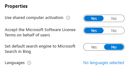 SilverMDMCM's tweet photo. Heads up, if you are using #Intune to deploy #Office365, a new default setting has appeard to set Bing as default search. Any attempt to turn this off fails, new or existing app. 😩 Whats it all about @MSIntune #Microsoft https://t.co/qy7QmKMMTx