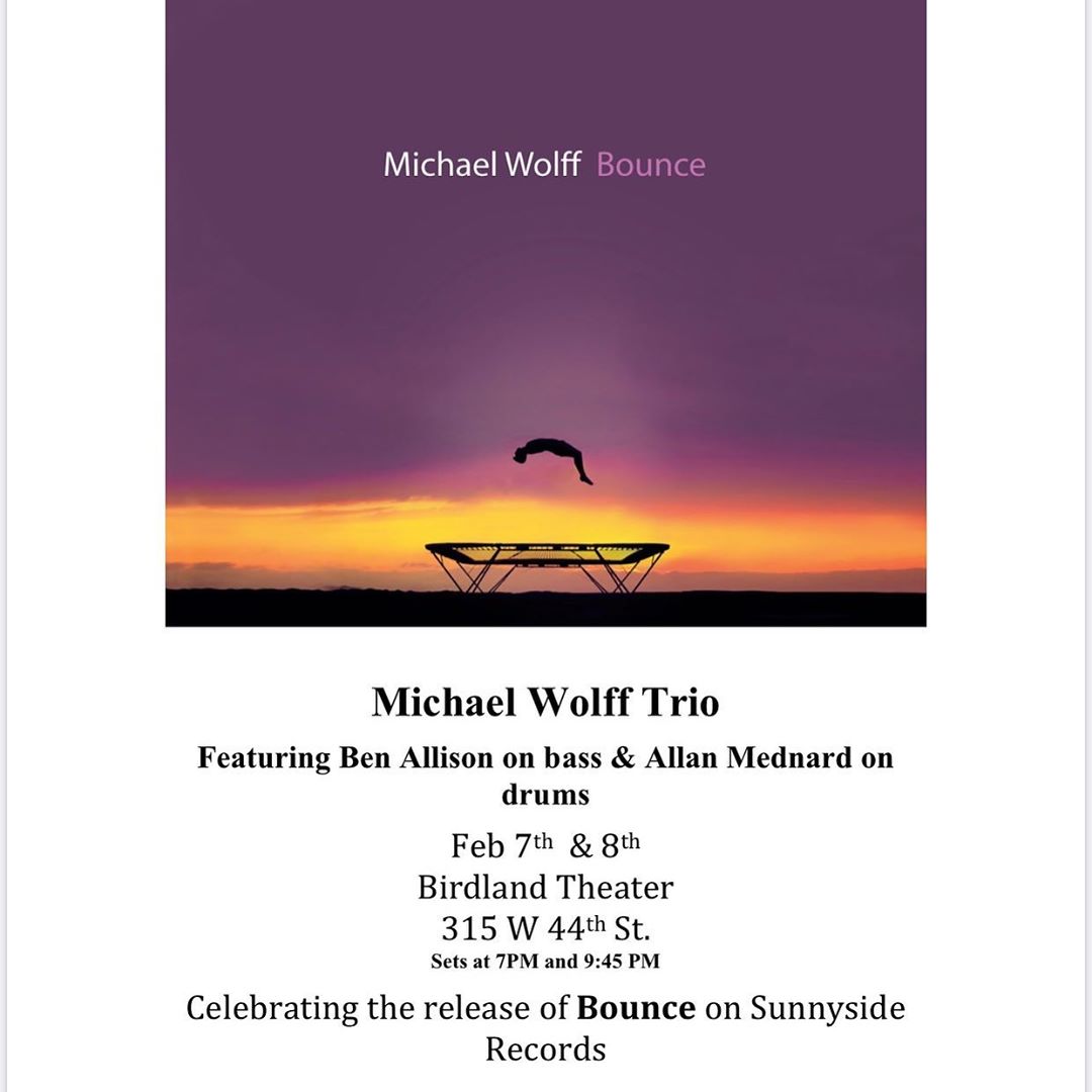 Tomorrow night! BOUNCE - my new release debuts with two sets each this Friday the 7th, Saturday the 8th at #birdlandtheater featuring the awesome @benallisonmusic &amp; @allanmednard. Feb 7 » streaming &amp; CD on @sunnysiderec