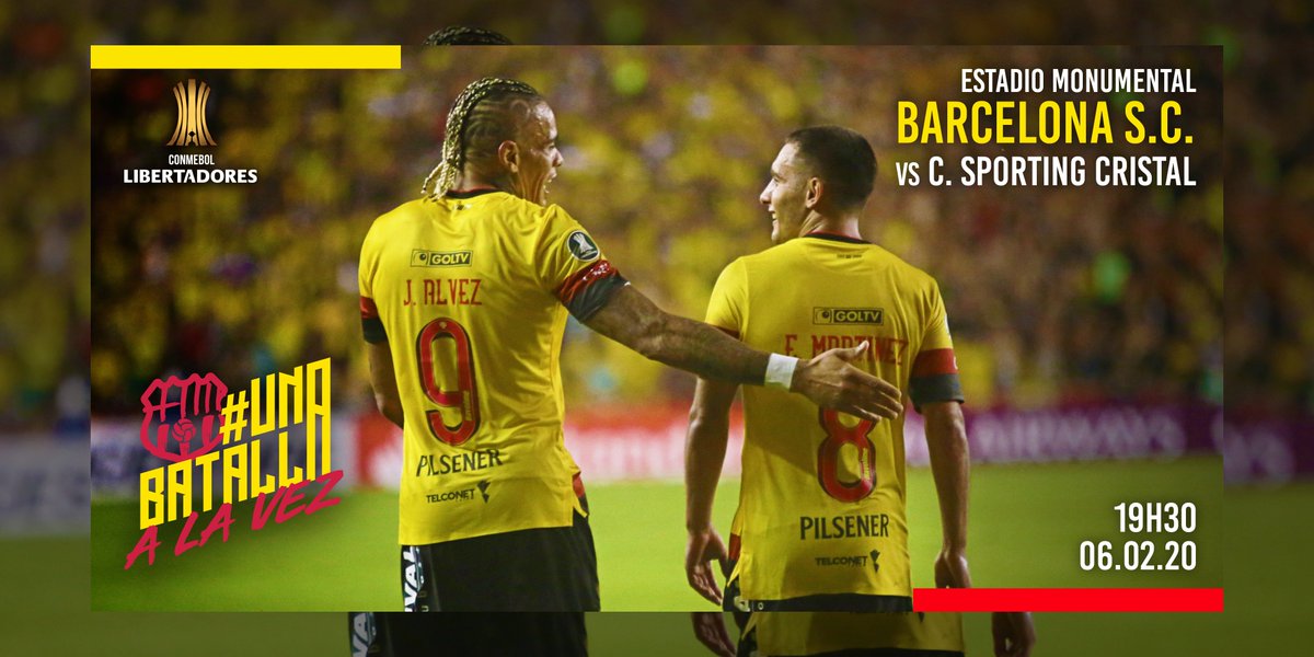 BarcelonaSC's tweet photo. ¡Hoy juega el ídolo!
🏆 Conmebol @Libertadores 2020
🤝 @ClubSCristal 
🏟️ Monumental 
🕑 19h30 🇪🇨
🧑‍⚖️ Christian Garay 🇨🇱

#UnaBatallaALaVez ✊
#VamosIdolo! 💪 https://t.co/1P2aiHyuaw