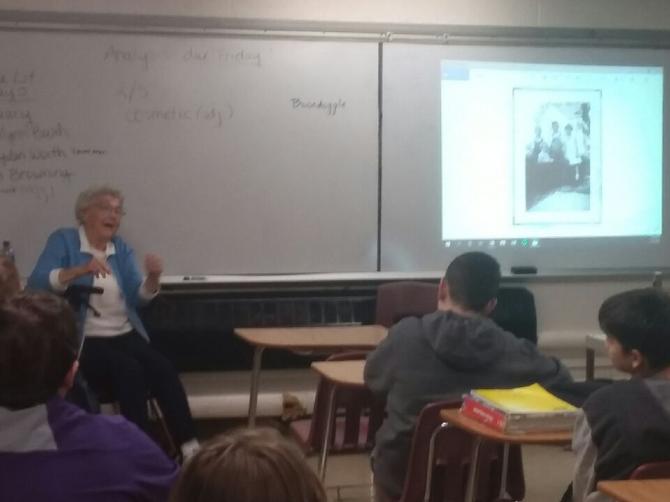 stark_high's tweet photo. "Did you listen to the 'Fireside Chats?"
Mr. Monahan's 7th-grade social studies class had a guest speaker, Mrs. Carol Smith, who is also his grandmother. She came to talk to the students about growing up during the Great Depression.
#rollsc #sclearns https://t.co/l0PxQ3c640