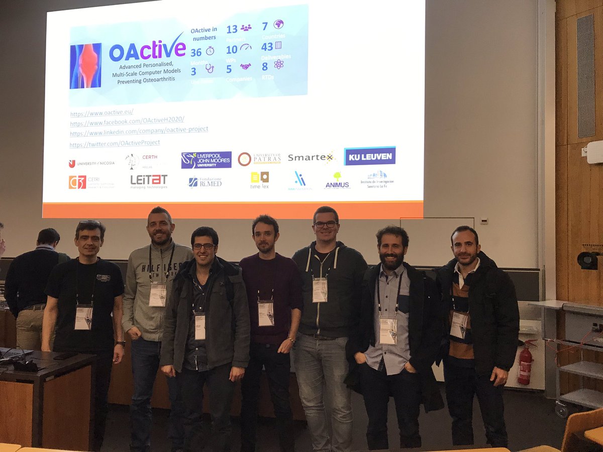 VBaltzopoulos's tweet photo. Our OA biomechanical modelling work from the @OActiveProject presented at the @CamsKnee workshop with a team from 4 partner institutions attending #camsknee #opensim2020 #OActive #EU_H2020 https://t.co/4Wsthyv8No