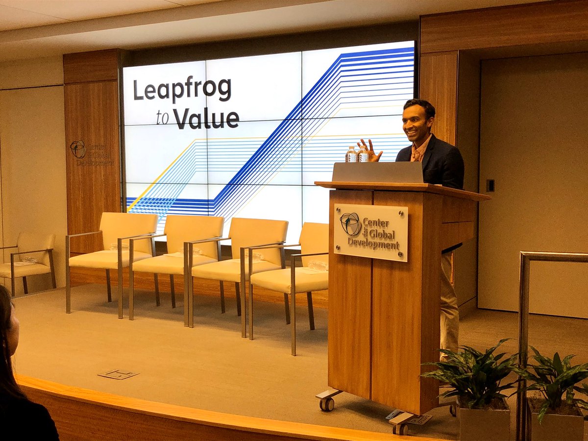 Founder of GDI-incubated @Leapfrog2Value Chintan Maru presenting highlights from the initiative’s landmark report at today’s @CGDev panel on #valuebased care #CGDTalks
