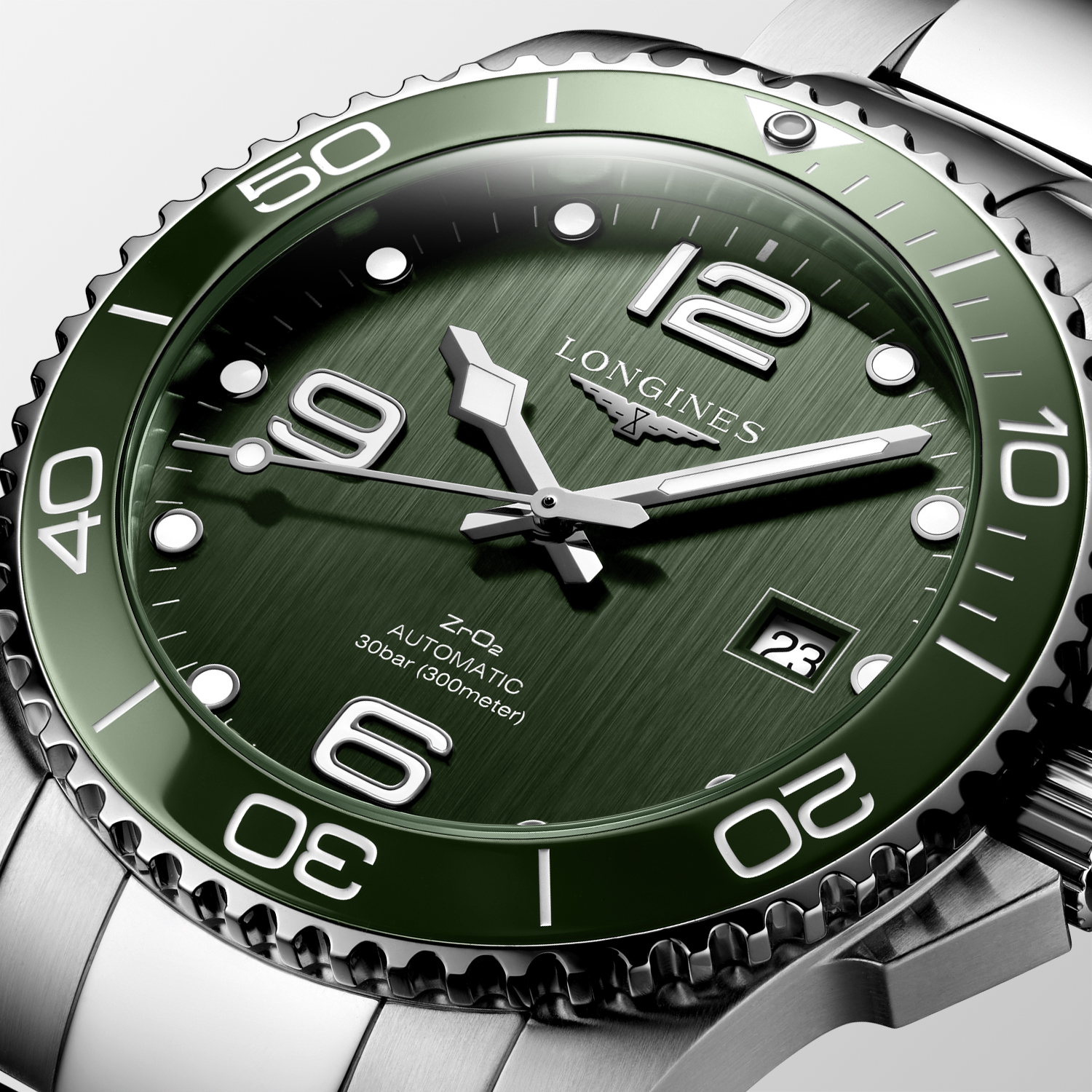 Longines Watch Co. on X The HydroConquest Boutique Edition has a bright green vertical brushed ceramic dial and it houses a L888.5 calibre designed exclusively for Longines with a silicon balance spri...