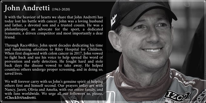 DMEVisual's tweet image. The entire DME Visual family is very sorry to hear about the recent loss of John Andretti. The entire Andretti family has our sincere condolences.